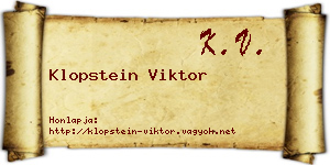 Klopstein Viktor névjegykártya